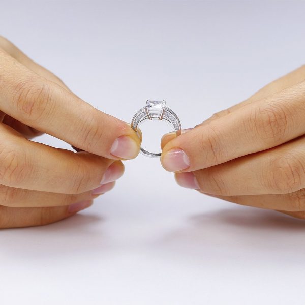 Inel de logodna argint Princess Solitar cu cristale TRSR066, Corelle